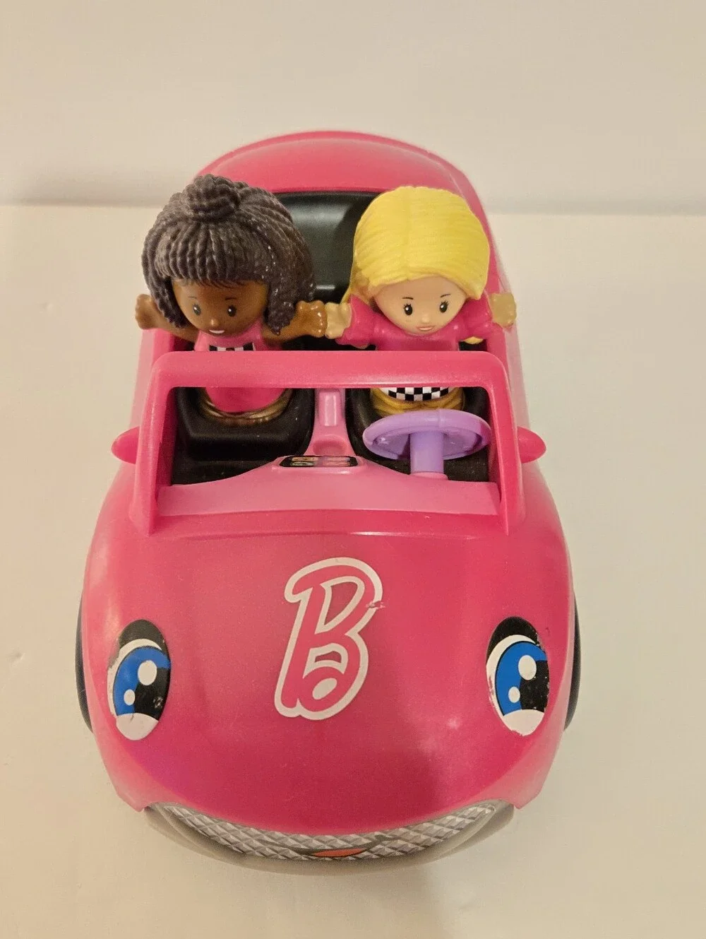 Fisher Price Little People Barbie Pink Convertble Music/Sounds 2 Figures Works